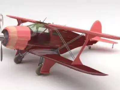 plane biplane 3D model buy