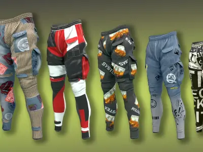 Pants pack Low-poly 3D model