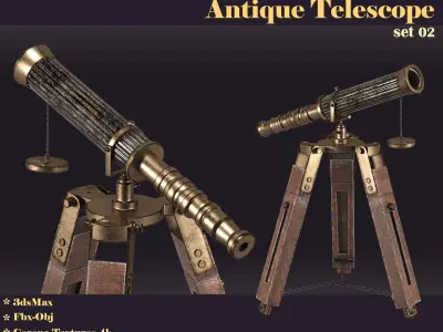 antique telescope 02 3D model