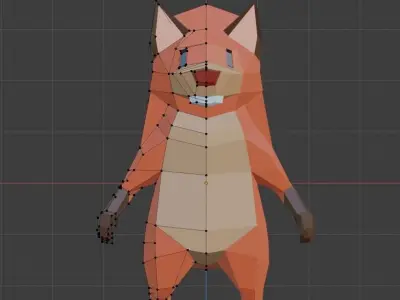 Low Poly Squirrel polygonal fox Low-poly 3D model
