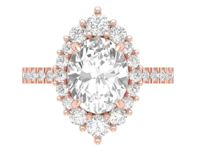 Oval Solitaire Ring 3D print model 13