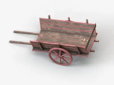 Cart Low Poly wooden Free low-poly 3D model
