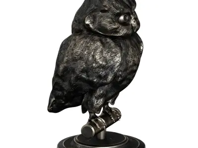 Bronze figurine of an owl bird 3D model