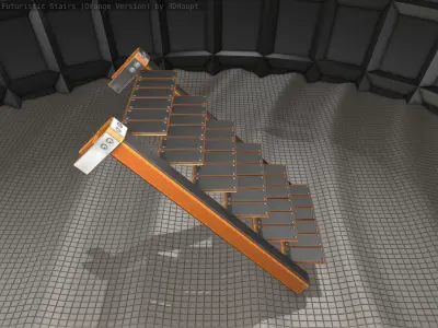 Sci-Fi Stairs - 14 - Orange Version Low-poly 3D model