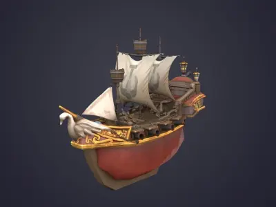 Pirate Boat Low-poly 3D model
