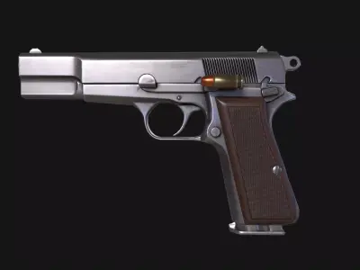 Browning Hi-Power Pistol Low-poly 3D model
