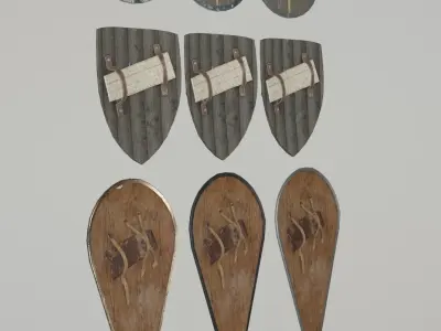 Medieval Shield Bundle Low-poly 3D model