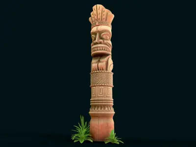 Stylized Wood Totem 6 Low-poly 3D model