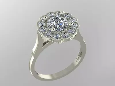 Antique Cluster Ring 3D print model
