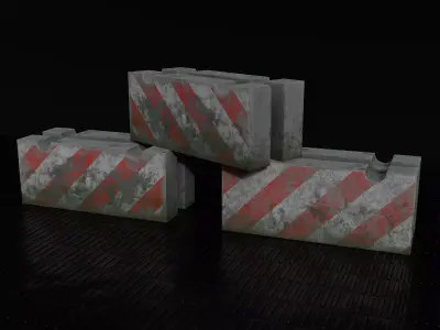 Concrete Barrier Low-poly 3D model buy