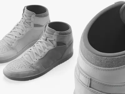 High Top Retro Sports Sneakers White 3D model purchase
