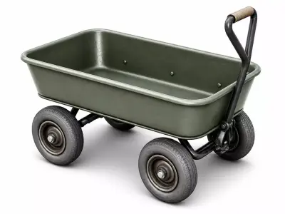 Heavy Duty Garden Utility Wagon Metal Cart PBR 3D model