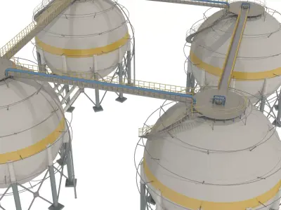 Oil Tank Industrial Sphere  3D model