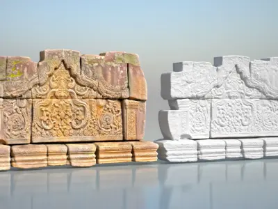 High poly  ruin Temple Walls - 240705 3D model