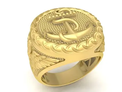Anchor and Eagle Signet Ring 3D Model for Jewelry 3691 3D print model