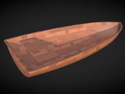 Wooden boat 3D model 5