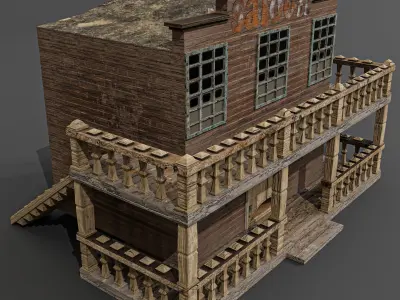 western saloon Low-poly 3D model