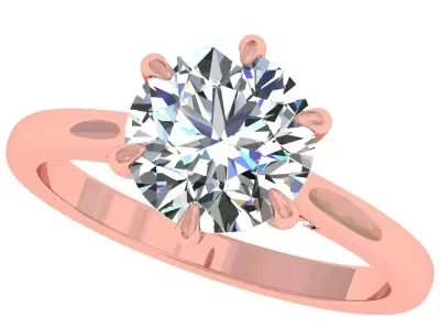 6 Prong Set Round Stone Solitary Ring 3D print model purchase