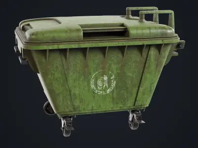 Old Dirty Dustbin All PBR Unity UE Textures Included Low-poly 3D model