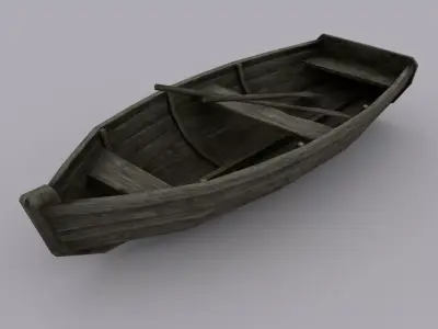 Low-poly Wooden Boat Low-poly 3D model