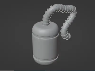 Mechanical - Tank  and Twisted Conduit pipe Low-poly 3D model