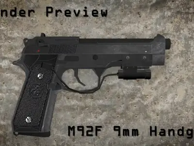 M92F 9mm Handgun - Low-poly  Low-poly 3D model