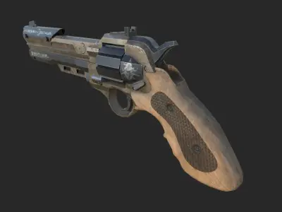 Sci-Fi Revolver   Low-poly 3D model
