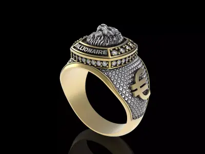 Lion Head Billionaire Hip Hop Ring 3D print model