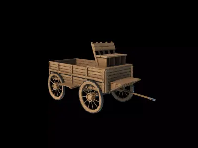 Old Wooden Cart 3D model