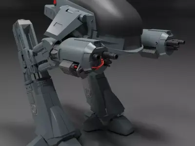 ED-209 futuristic robot with guns 3D model
