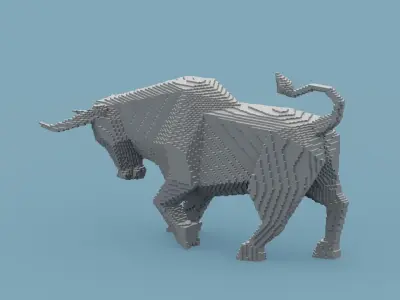 Voxel Bull Low-poly 3D model purchase