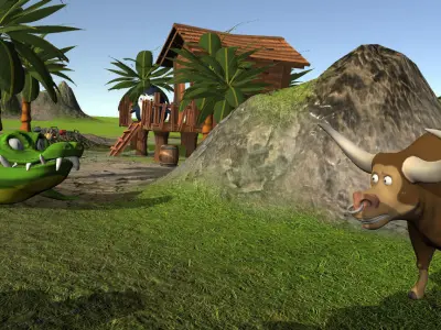 Cartoon Bull Low-poly 3D model buy