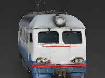 Realistic 1990s Electric Passenger Train 3D Model Low-poly 3D model