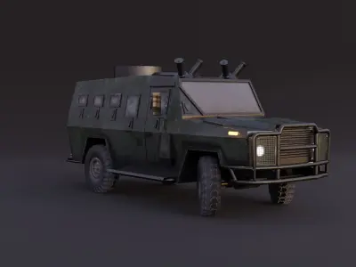 AMZ Dzik 4x4 armer military vehicle Low-poly 3D model