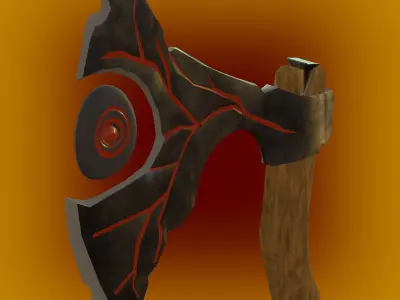 axe lava weapon low-poly ready for the game PBR  Low-poly 3D model