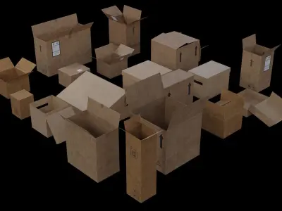 Cardboard Boxes Pack Low-poly 3D model