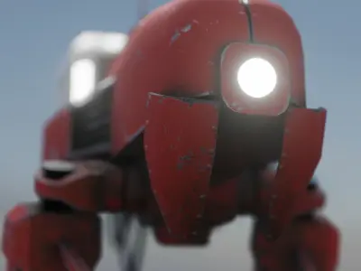 red sci-fi Cargo Delivery flying robot Drone Low-poly 3D model