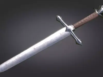 Stylized Medieval Sword melee weapon game ready Low-poly 3D model get