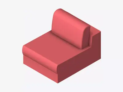 Seat - Sofa - Simplicity - Comfort - Single - No Arm Low-poly 3D model
