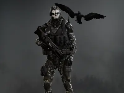 Sci Fi Ghost Soldier Low-poly 3D model