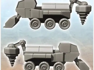 Futuristic mining truck with shovel and drill 2 - Future Sci-Fi  3D print model
