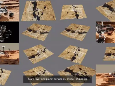 Mars rover and planet surface 3D model 3D Model Pack