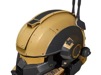 SciFi Combat Helmet Gold Tech 3D model