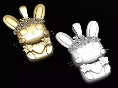 Diamond Bloom Bunny Charm 3D print model