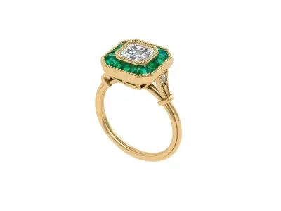 Asscher Art Deco Ring 3D print model order