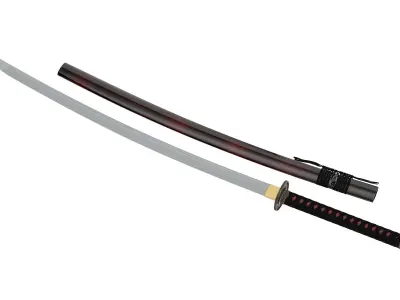 Katana samurai sword Low-poly 3D model 18