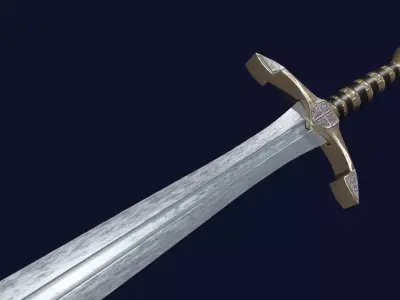 Xyphos sword with Excalibur handle Low-poly 3D model