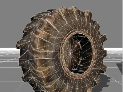 wheel old Low-poly 3D model