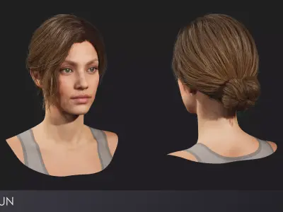 Realistic female hairstyles - pack 4 Low-poly 3D model