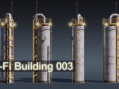 Sci-Fi Building 003 Industry-PBR Low-poly 3D model